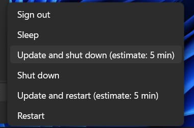 Estimated reboot time