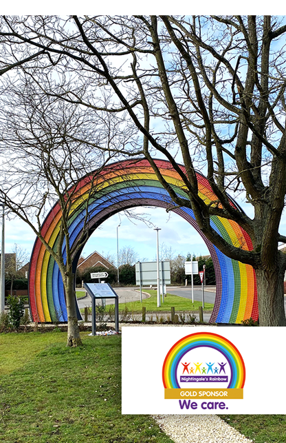Nightingale's Rainbow sculpture, sponsored by Alcom IT as a Gold Sponsor