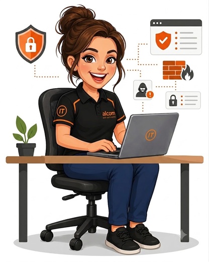 Alcom IT engineer reviewing a business's cyber security posture